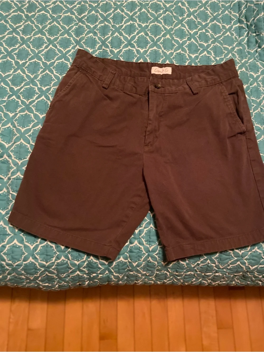 Cotton & Co Women’s Brown Chino Shorts Casual Flat Front Pockets
